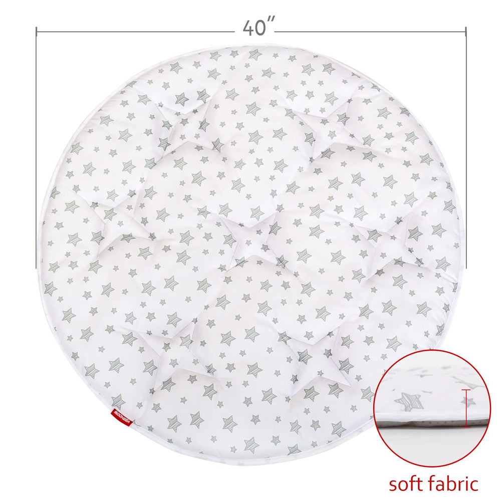 Moonsea Round Play Mat 40in with anti-slip bottom provides stable surface for tummy time.