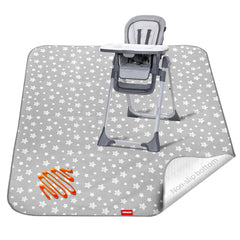 Moonsea Splat Mat under high chair with full coverage protects floors