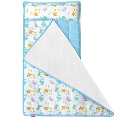 Moonsea toddler nap mat close-up showing soft fleece minky texture for cozy rest