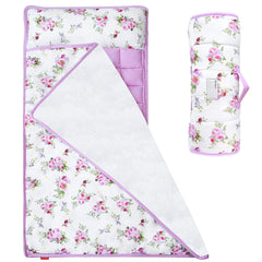 Moonsea Toddler Nap Mat floral cover offers cozy preschool nap time comfort.