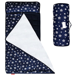 Moonsea Toddler Nap Mat folded for compact travel and storage.
