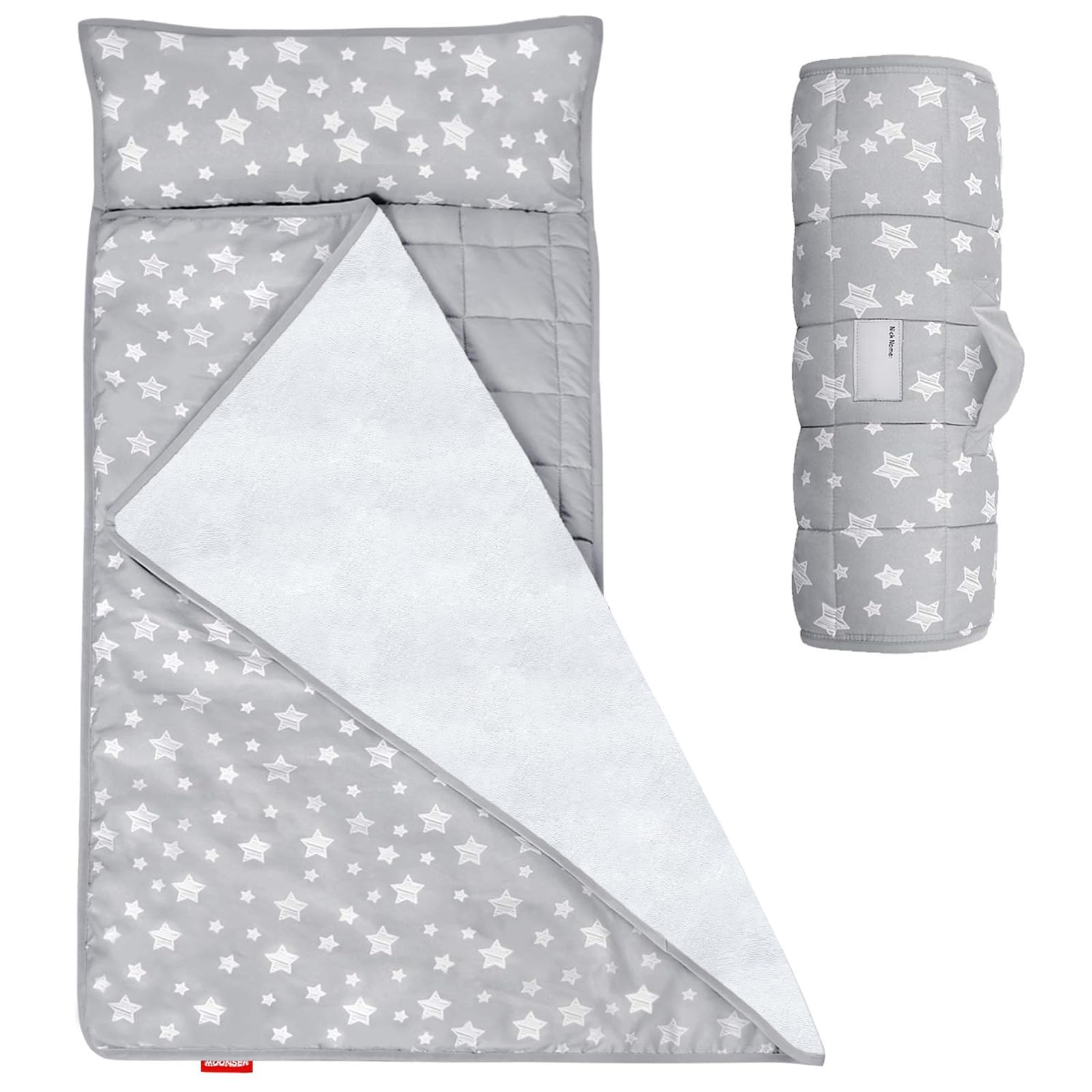 Moonsea toddler nap mat grey rolled for travel easy carry