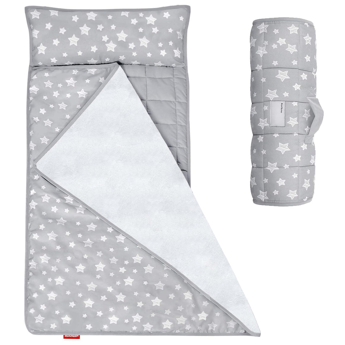 Moonsea toddler nap mat grey rolled for travel easy carry