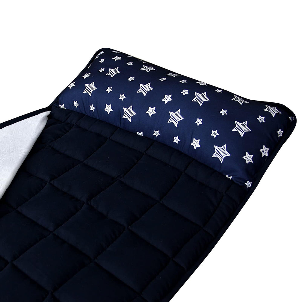 Moonsea Toddler Nap Mat with Pillow shows built-in pillow support.