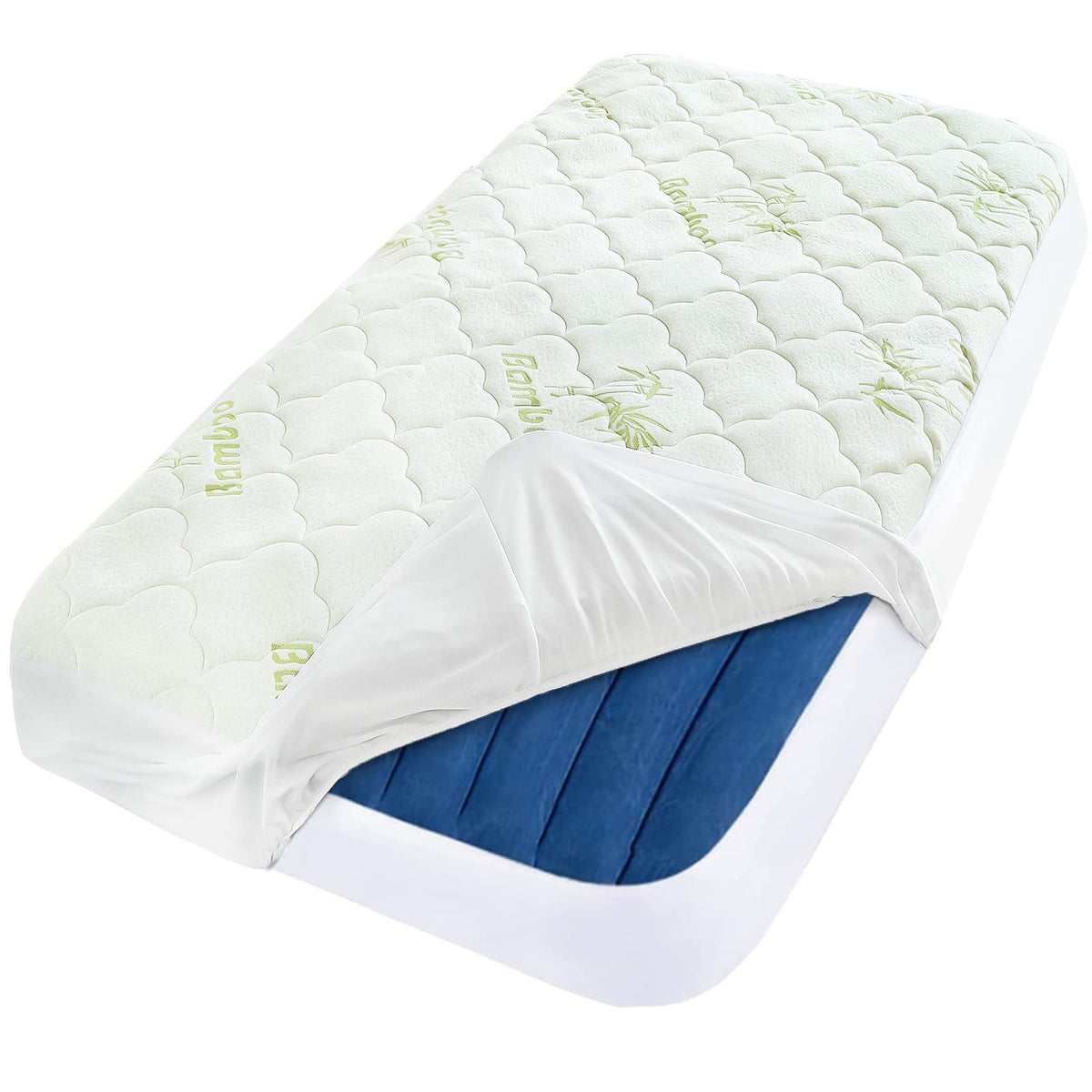Moonsea toddler travel bed cover fits hiccapop inflatable bed securely, protecting against leaks on trips.