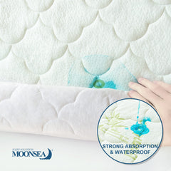 Moonsea plush-top travel bed cover adds soft comfort with no crinkle noises.