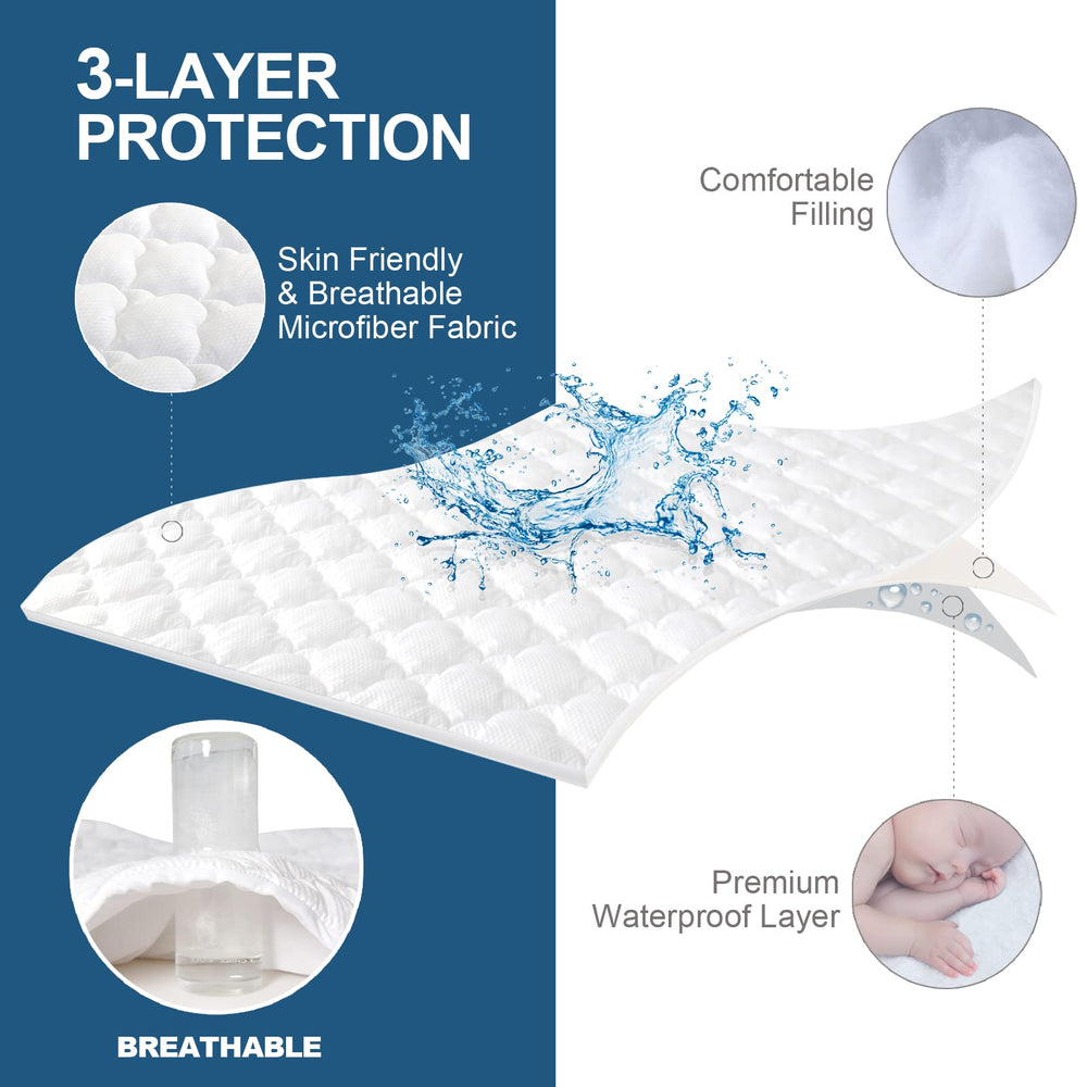 Moonsea toddler travel mattress protector noiseless design reduces crinkle noise for calmer sleeps.