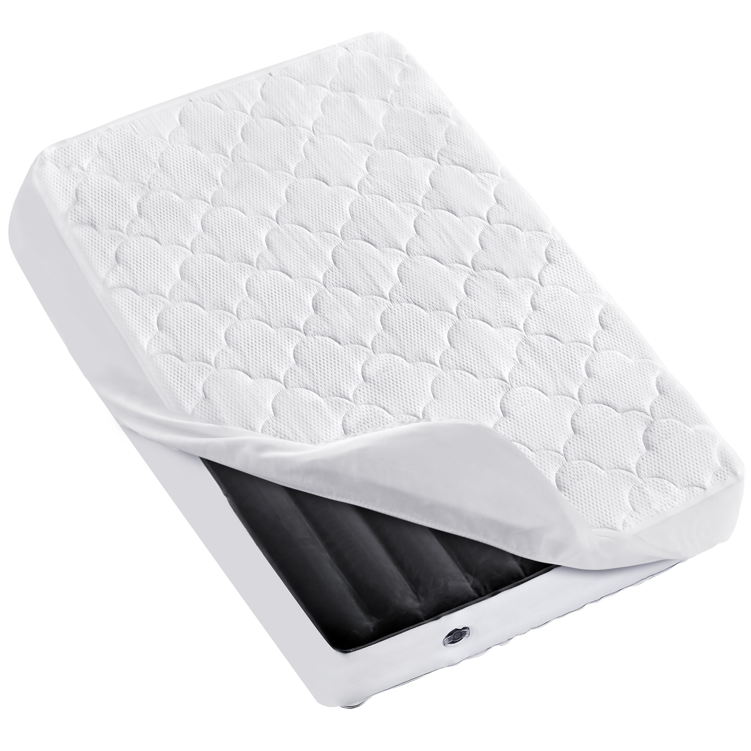 Moonsea toddler travel mattress protector waterproof layer keeps leaks at bay during trips.