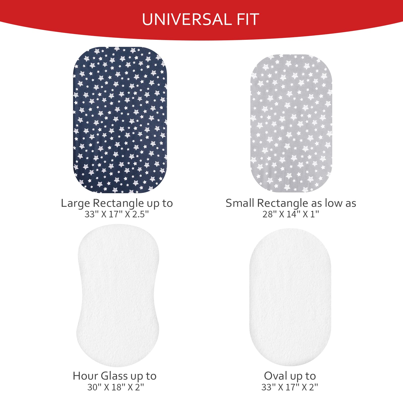 Moonsea universal-fit design works with oval, hourglass, and rectangular bassinets.