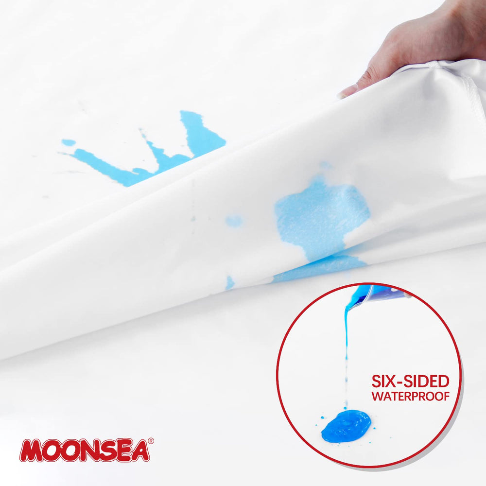 Moonsea zippered crib protector securing moisture barrier during changes
