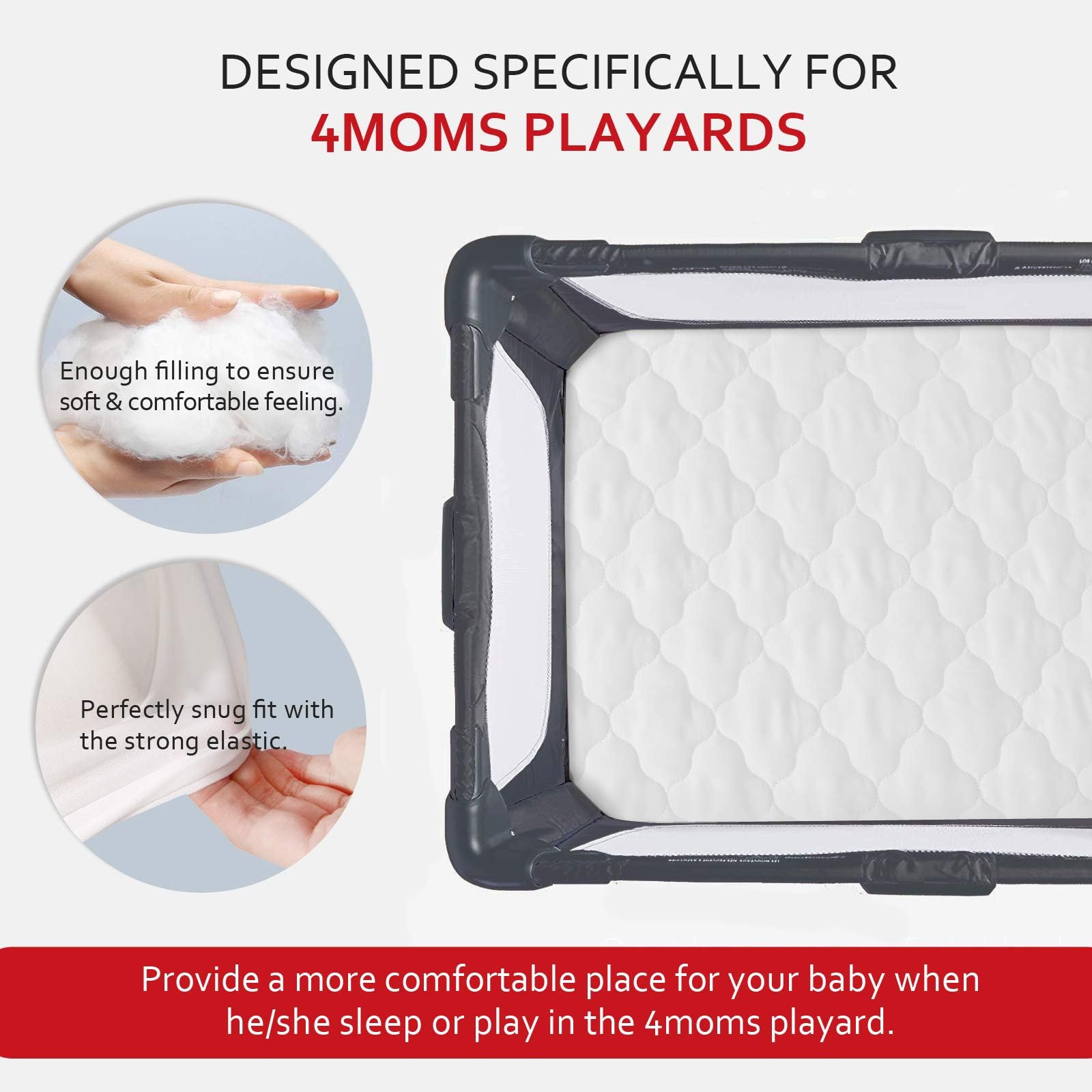 moonsea-waterproof-pack-and-play-sheets-bottom-fabric close-up demonstrates durable, crinkle-free surface