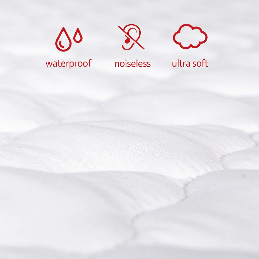 moonsea-waterproof-pack-and-play-sheets-quilted-padding close-up highlights gentle cushioning for nap or play