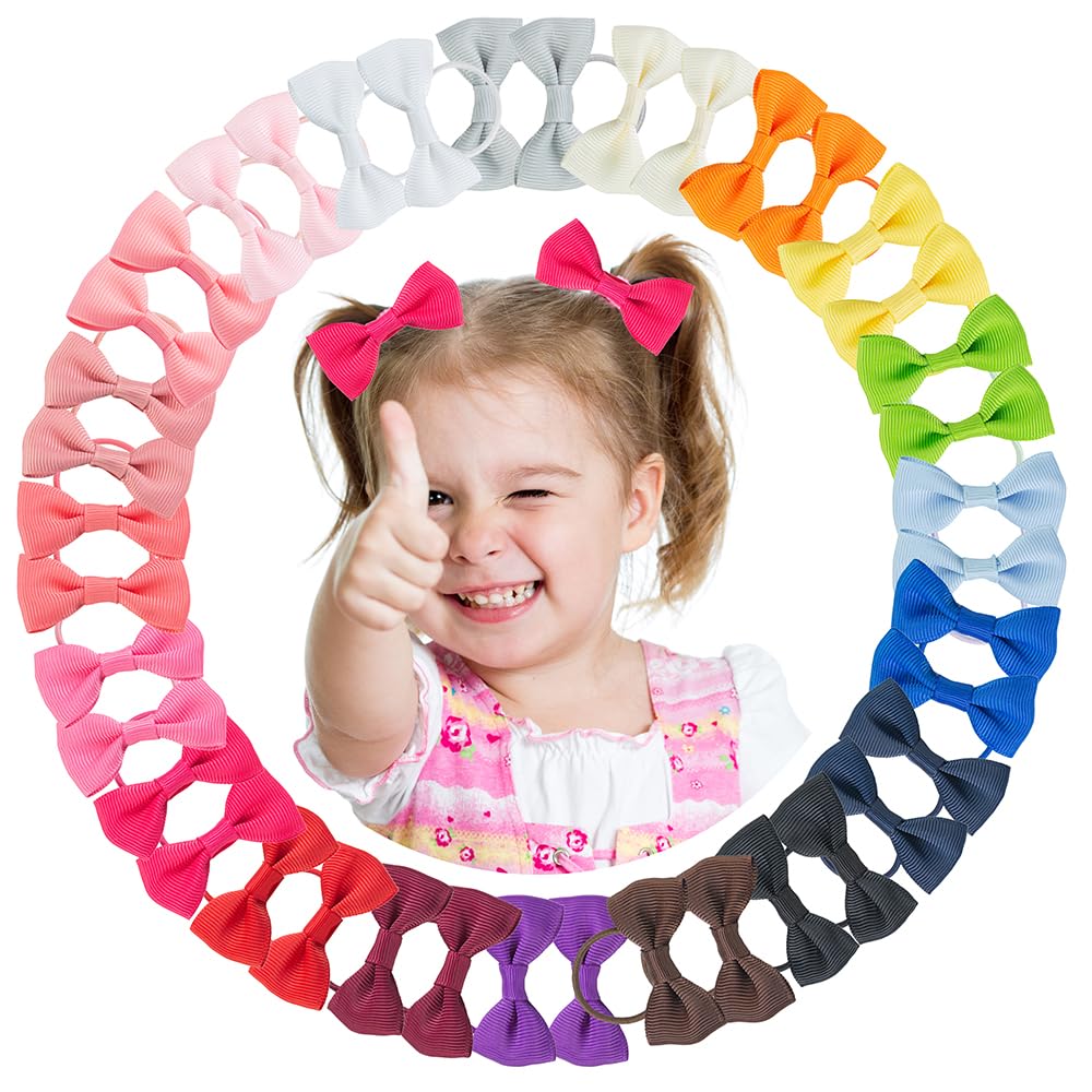 MOONSTON 40pcs 2in mini bows pack in vibrant colors for easy toddler pigtails.