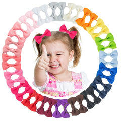 MOONSTON 40pcs 2in mini bows pack in vibrant colors for easy toddler pigtails.