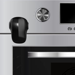 Moonybaby childproof oven door lock on jet-black front boosts kitchen safety.