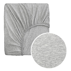 Moonybaby gray crib sheet on a neatly made crib for cozy sleep.