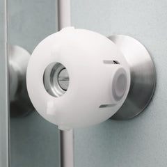 Moonybaby door knob safety cover 4-pack on door helps limit kid access safely.