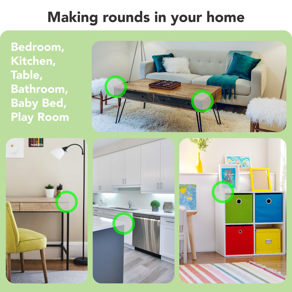 Moonybaby corner protectors in a living room scene show safe navigation.