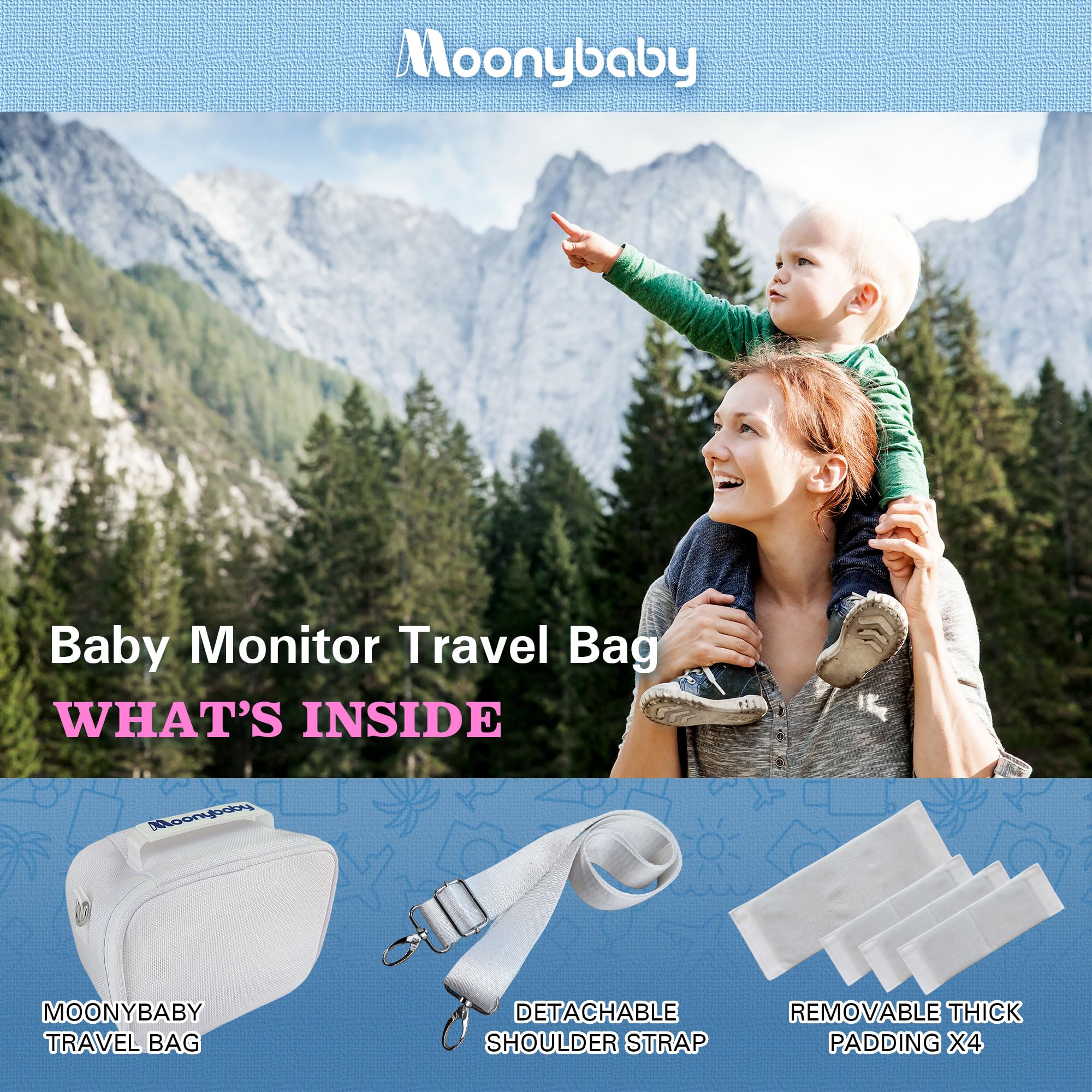 Moonybaby travel bag dimension 8.7in x 6.7in x 3.5in for compact travel