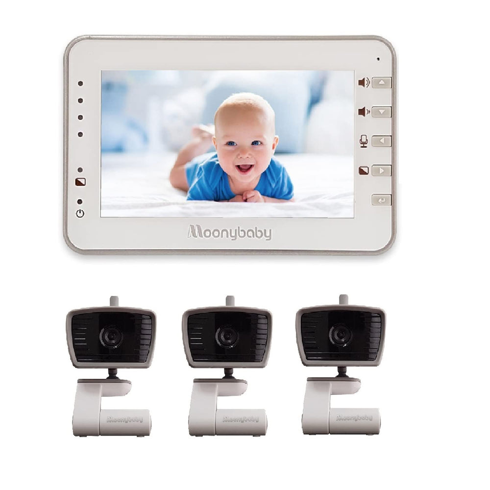 Moonybaby Trust 30 monitor temperature display shows room temperature awareness.