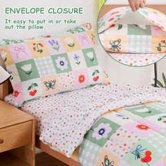 Mooreeke toddler flat sheet showcasing breathable microfiber for year-round comfort