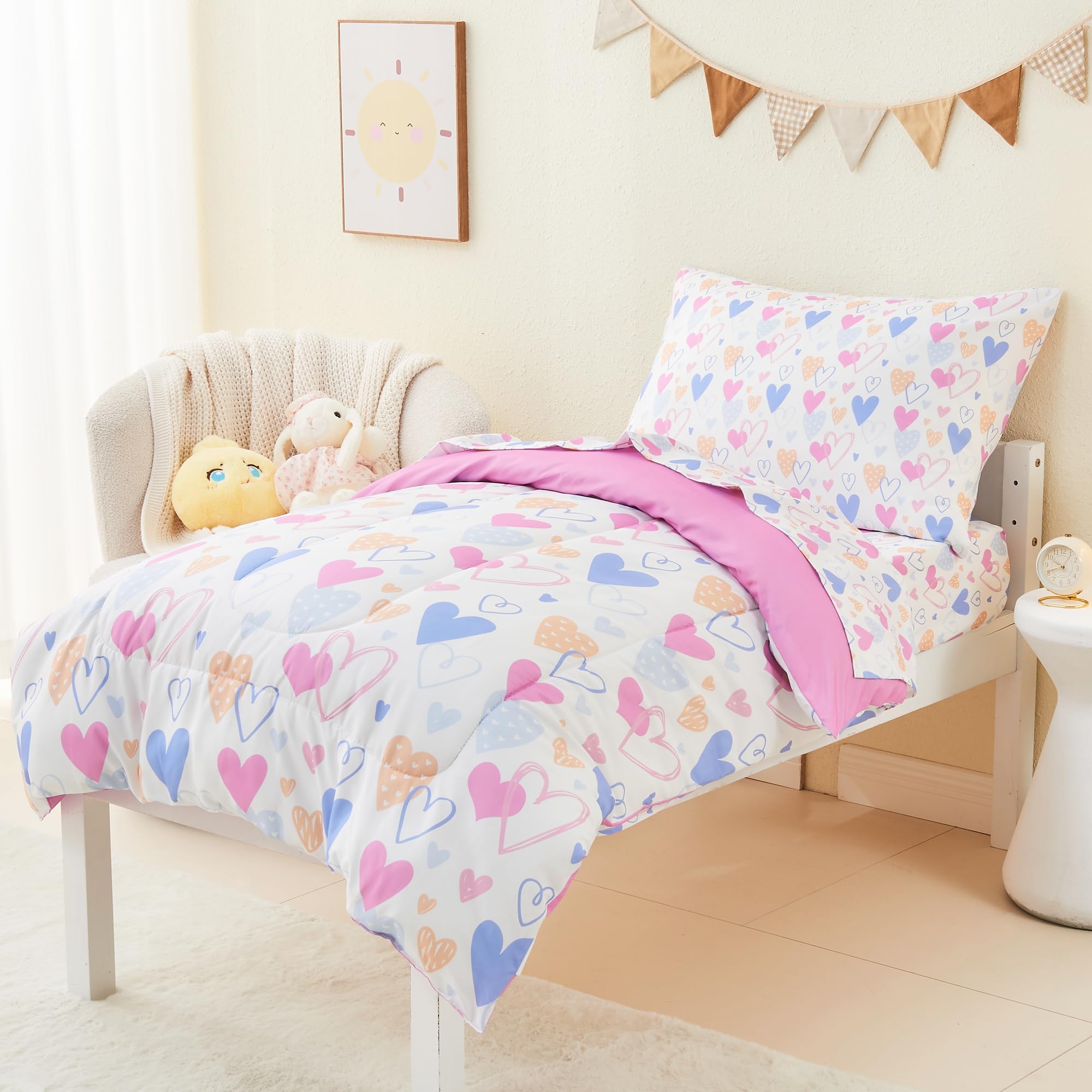 Mooreeke heart-pattern close-up emphasizes colorful love hearts on white background