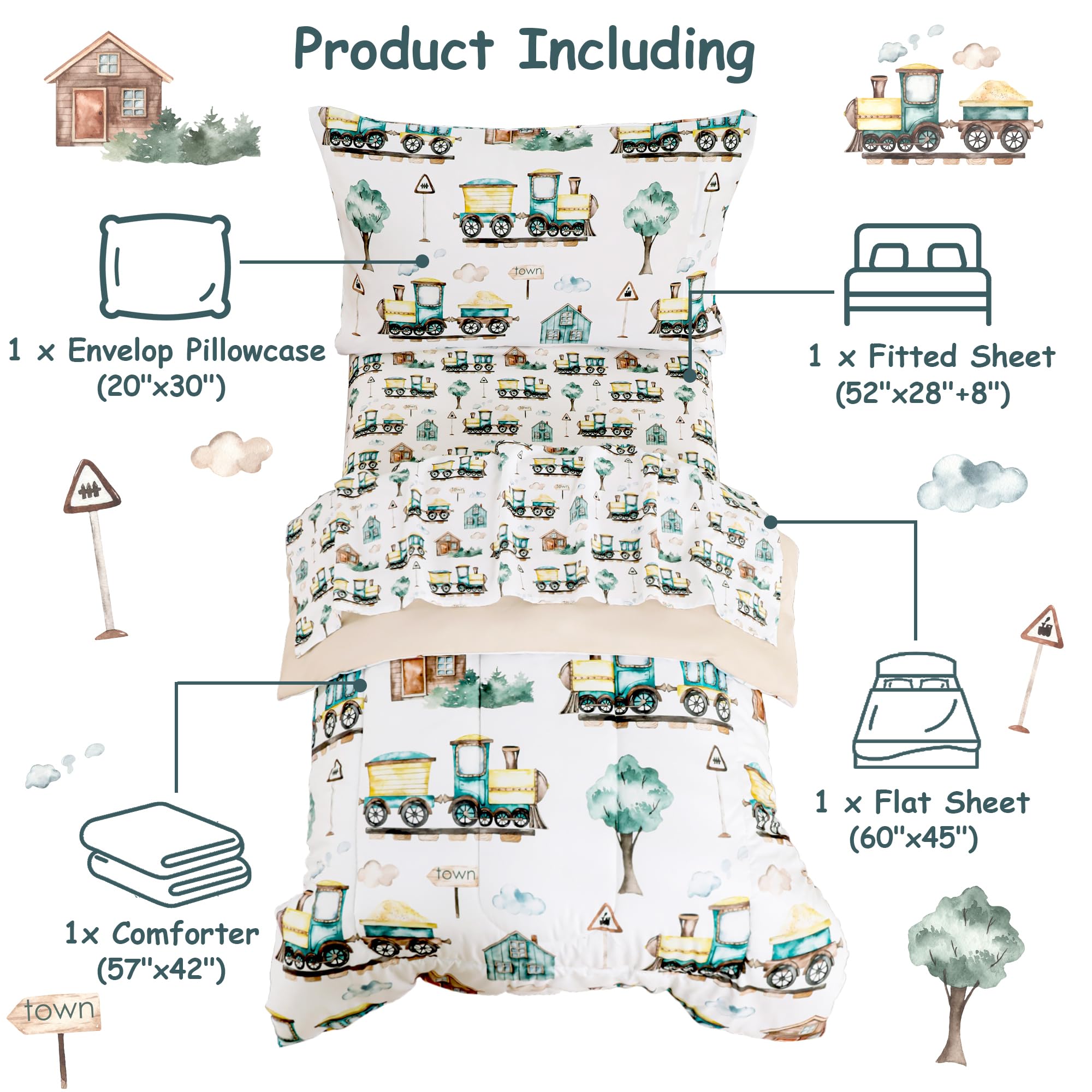 Mooreeke toddler bedding set fitted sheet demonstrates snug fit on standard toddler mattresses