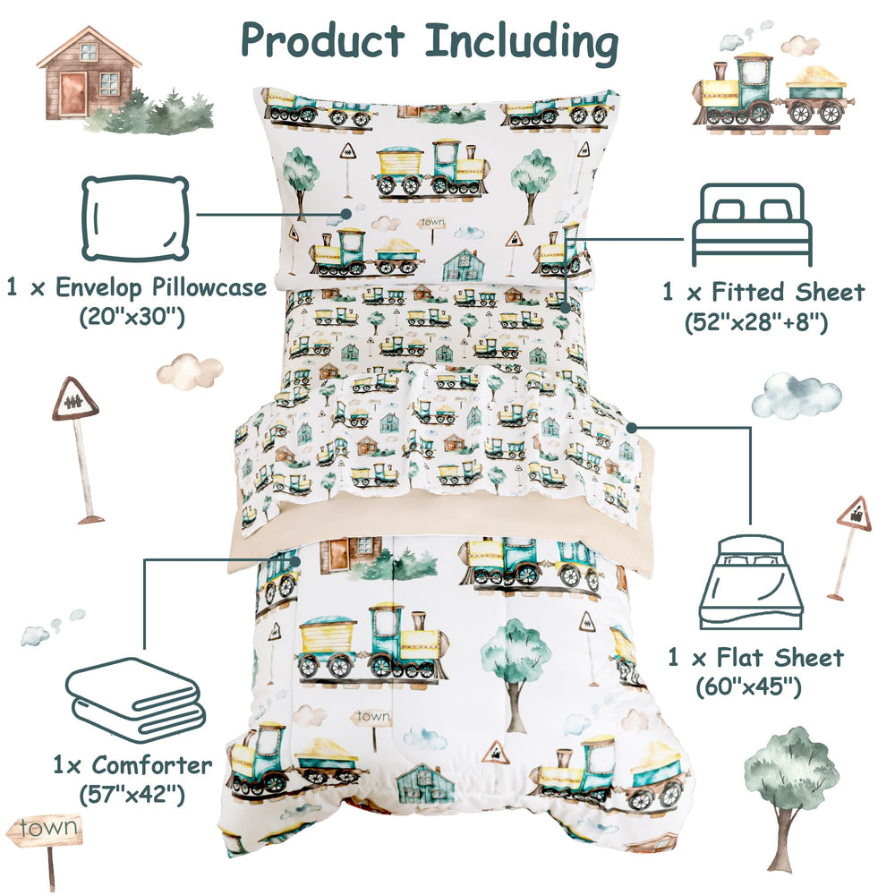 Mooreeke toddler bedding set fitted sheet demonstrates snug fit on standard toddler mattresses