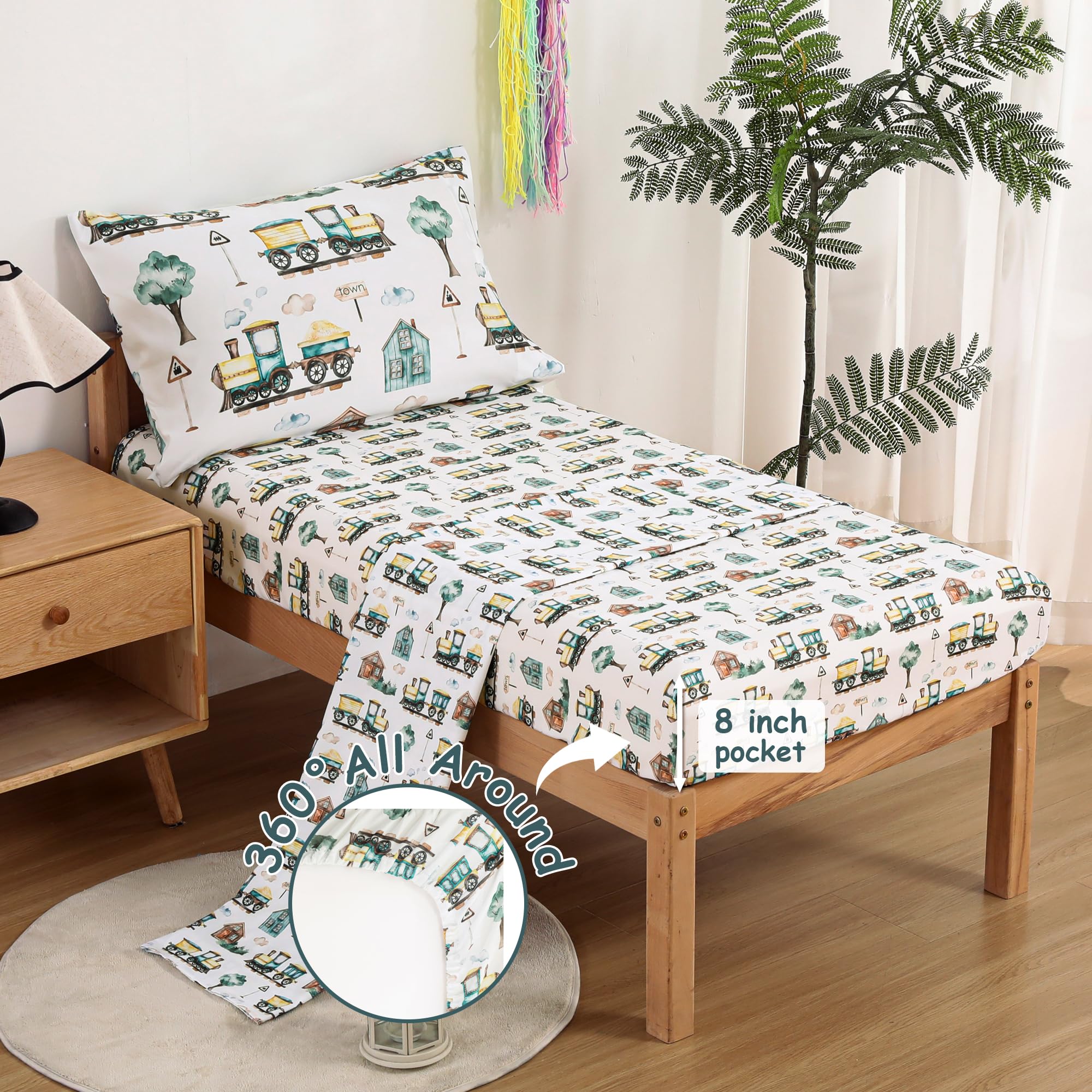 Mooreeke toddler bedding set pillowcase features easy-care finish for quick bedtime routines
