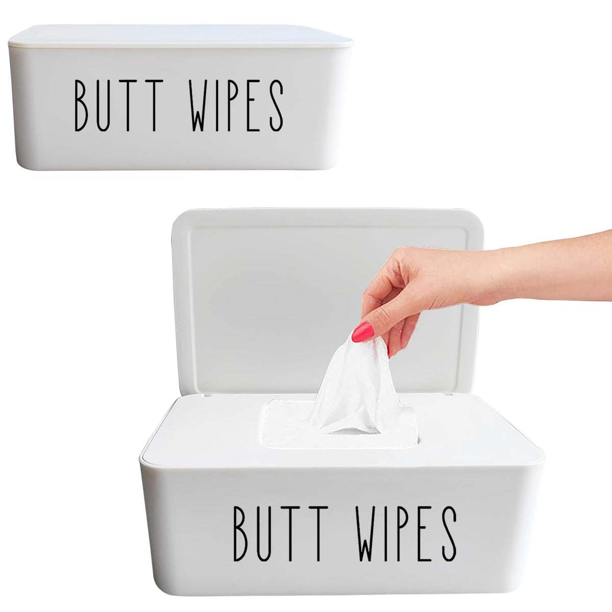 Moorfowl butt wipes dispenser package shows two compact boxes for tidy storage.