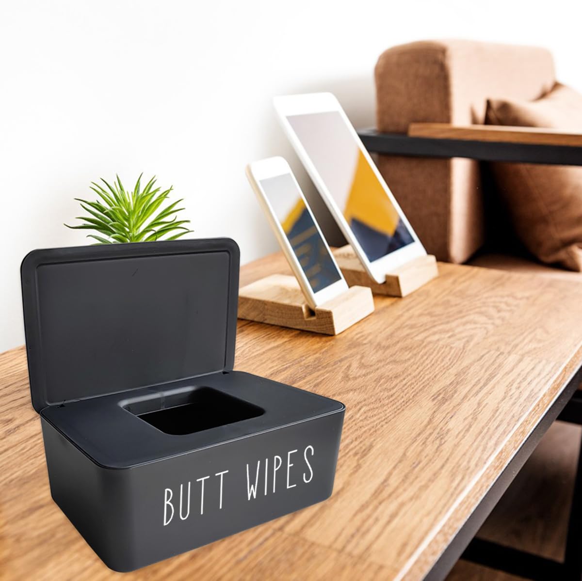 Moorfowl Butt Wipes Dispenser with wipes inside for quick tidy organization
