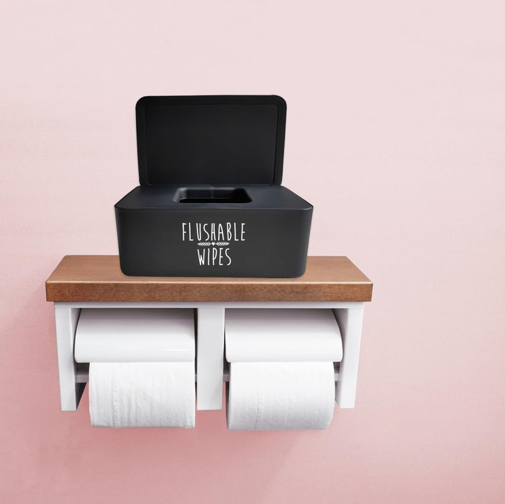 Moorfowl flushable wipes dispenser size diagram shows fit with standard wipes