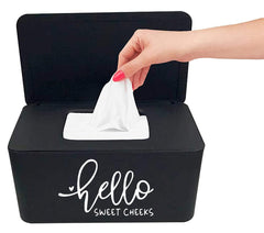 Moorfowl Hello Sweet Cheeks wipes dispenser front view keeps wipes within reach