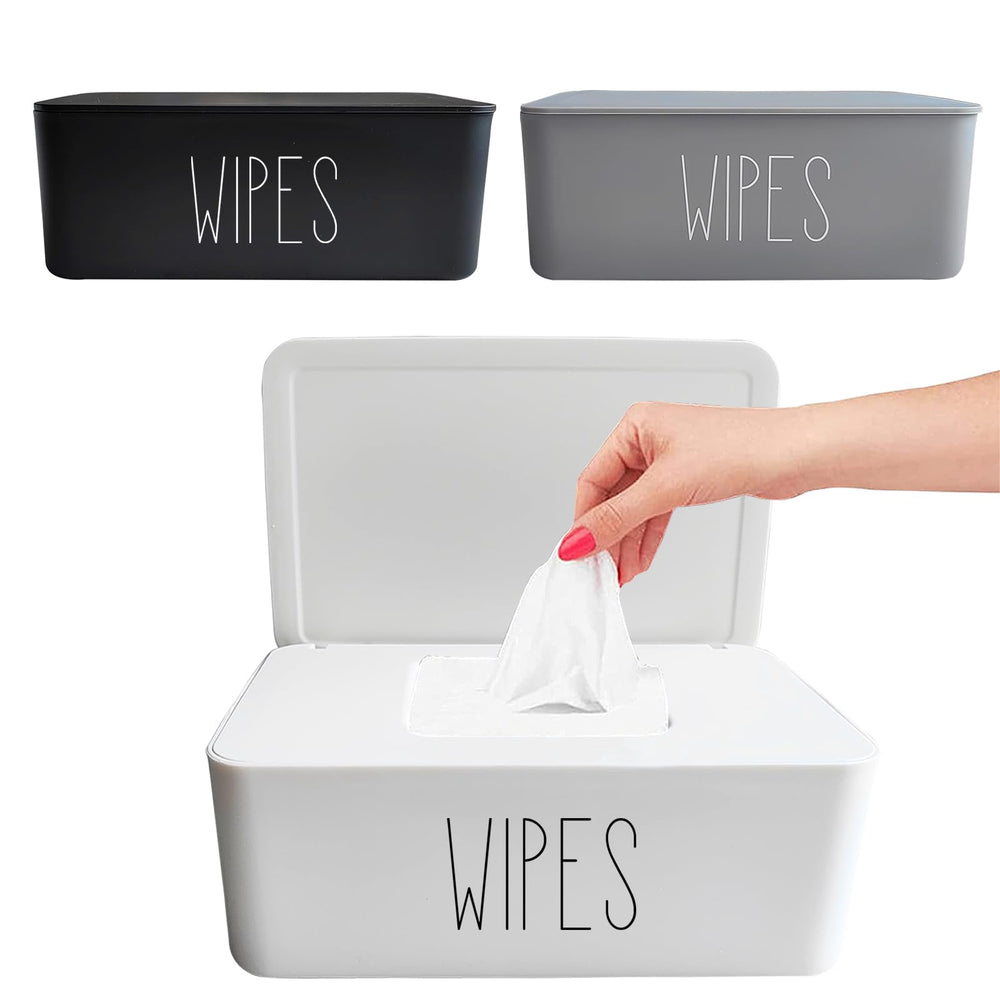 Moorfowl wipes dispenser in black front view with easy one-handed access.