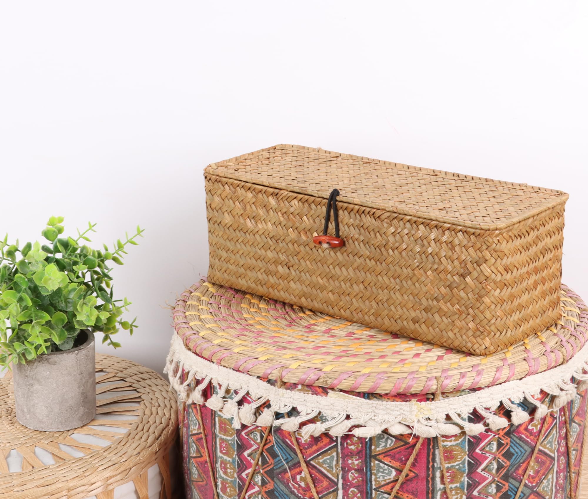 Moosky wicker shelf baskets bathroom organization demonstrates compact storage under sink or on vanity.