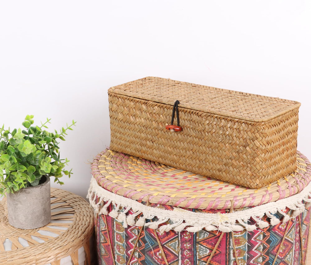 Moosky wicker shelf baskets bathroom organization demonstrates compact storage under sink or on vanity.