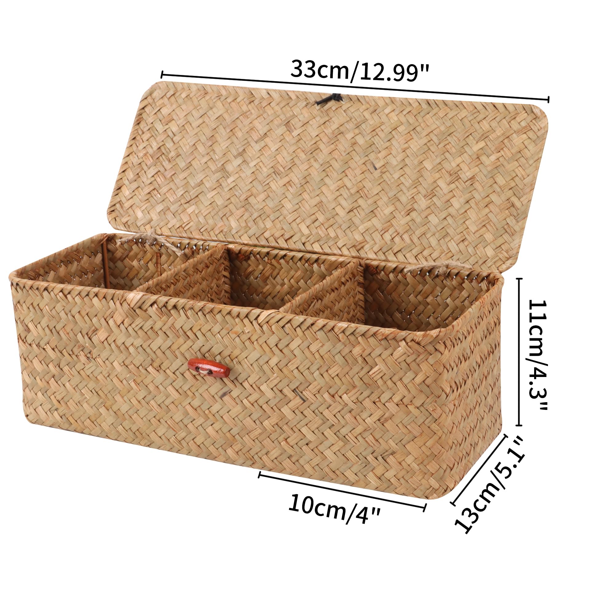 Moosky wicker shelf baskets bedroom declutter keeps tissues and small items neatly grouped.