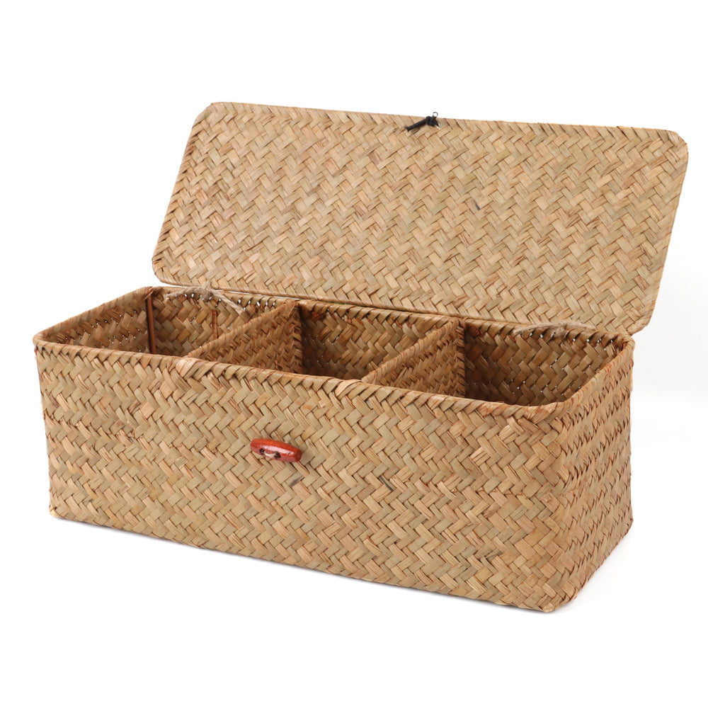 Moosky wicker shelf baskets lid natural closeup shows handwoven texture for stylish storage.