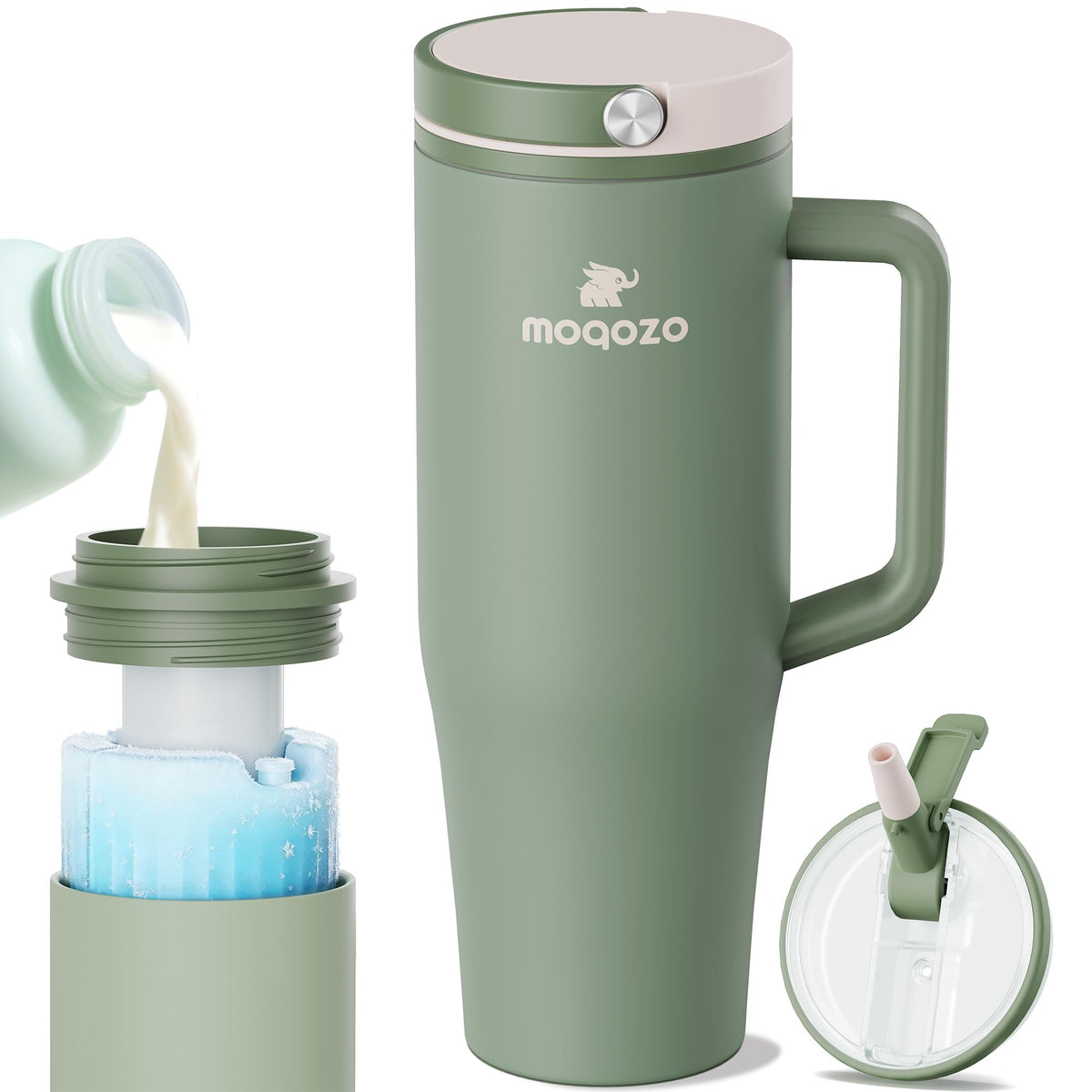 MOQOZO breastmilk storage bottle pours smoothly for on-the-go feeding.