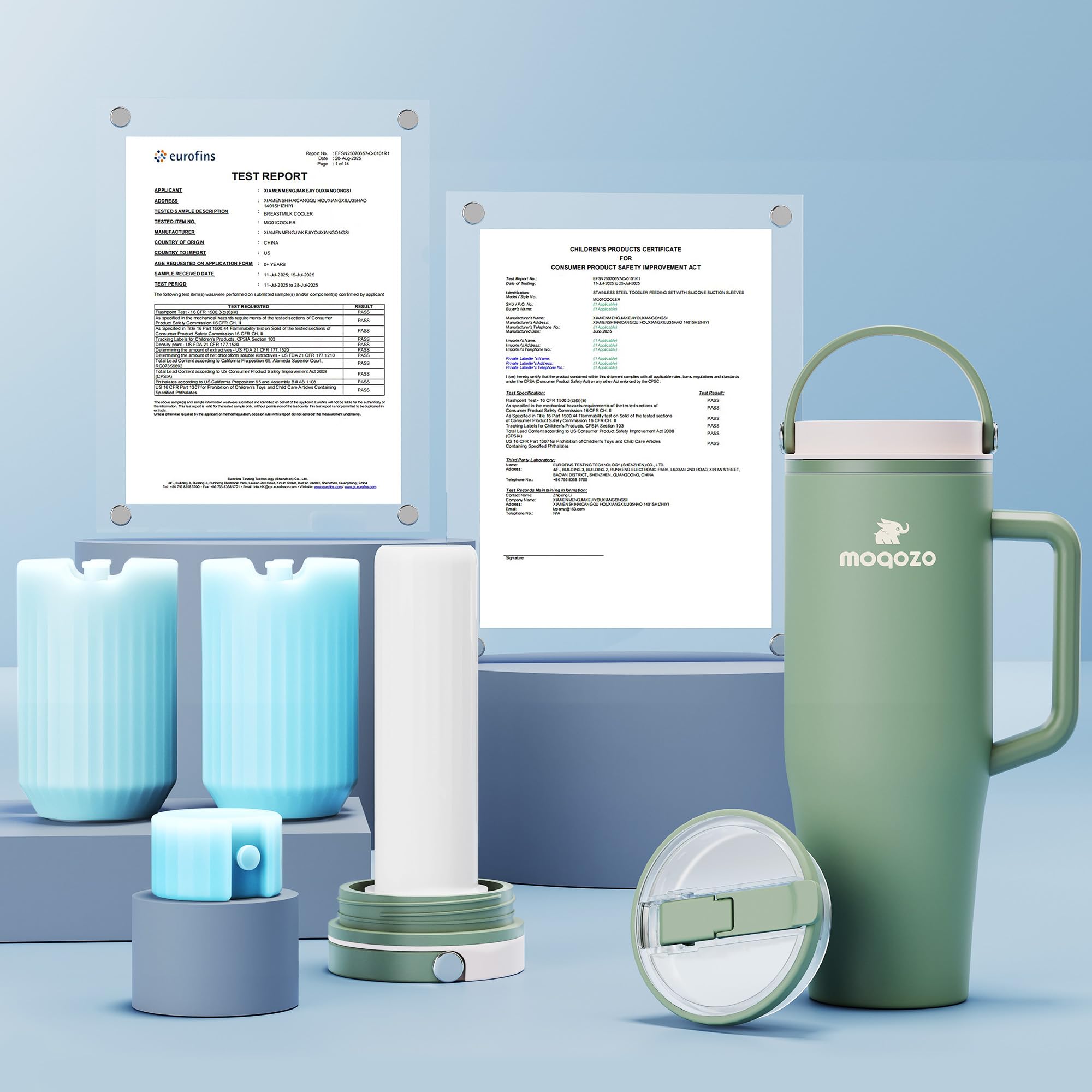 MOQOZO BPA-free materials emphasize baby-friendly cleanup.
