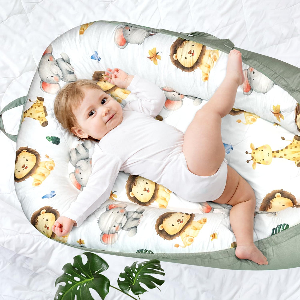 Morabloomy lounger with included activity kit for motor skills play