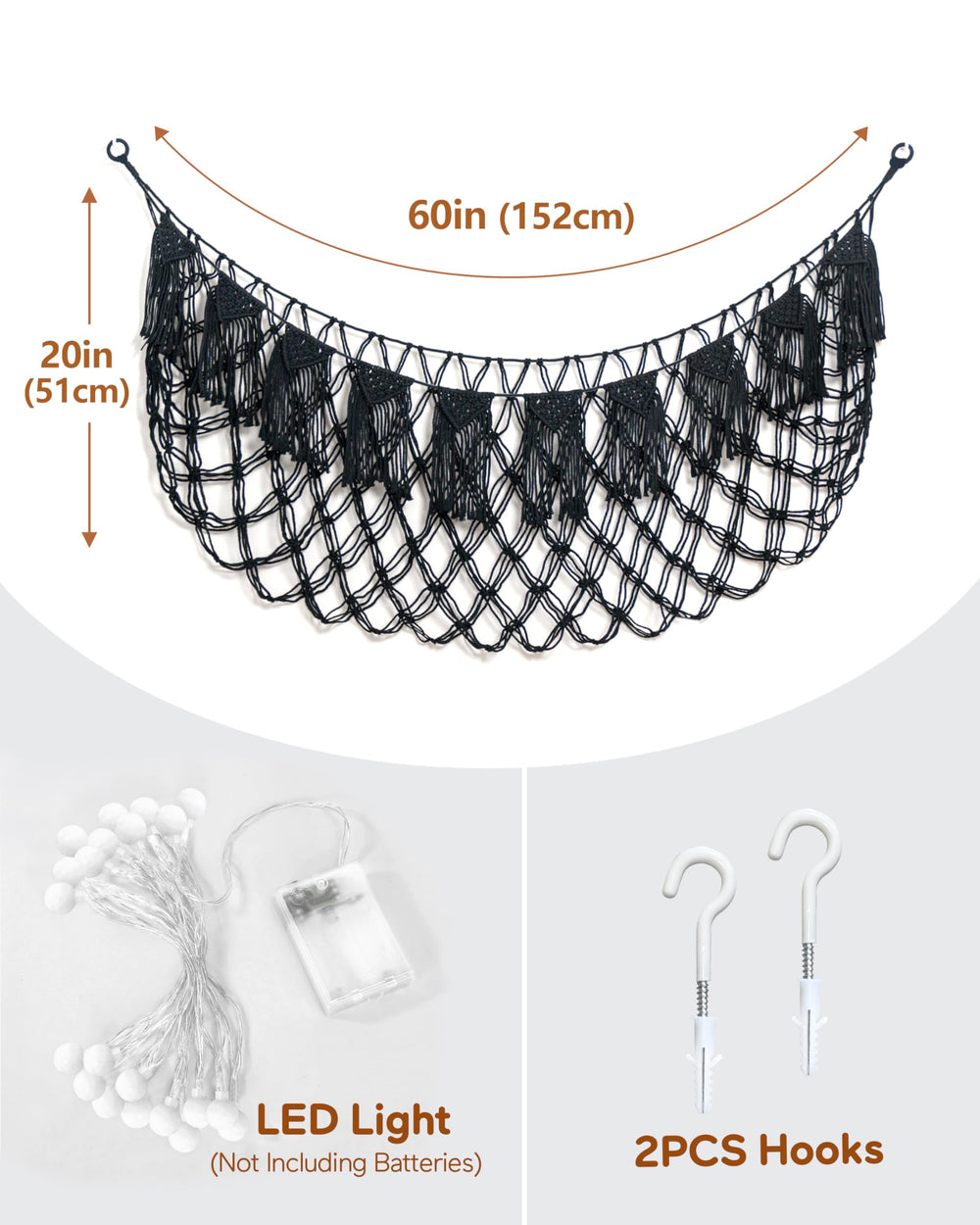 MORCCO macrame hammock uses sturdy cotton ropes and rust-proof hardware for longevity.