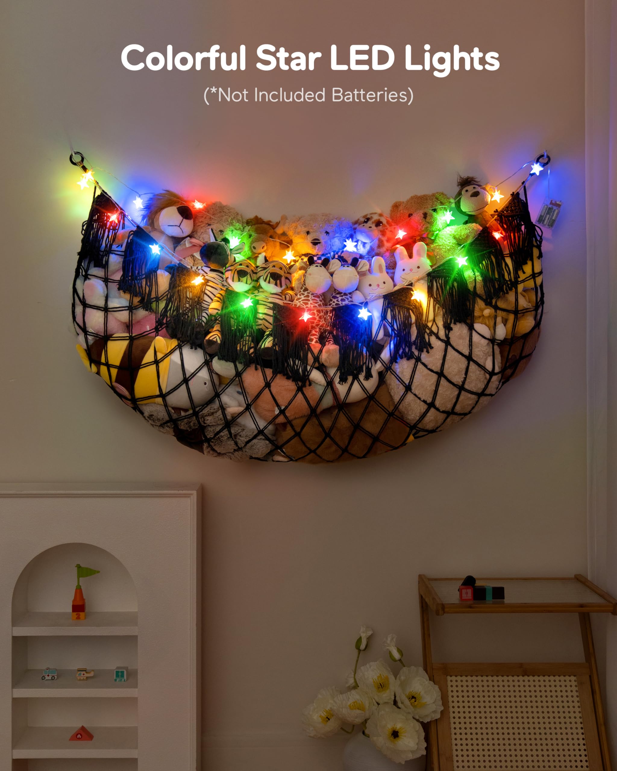 MORCCO plush net provides big storage capacity for bedrooms and playrooms.