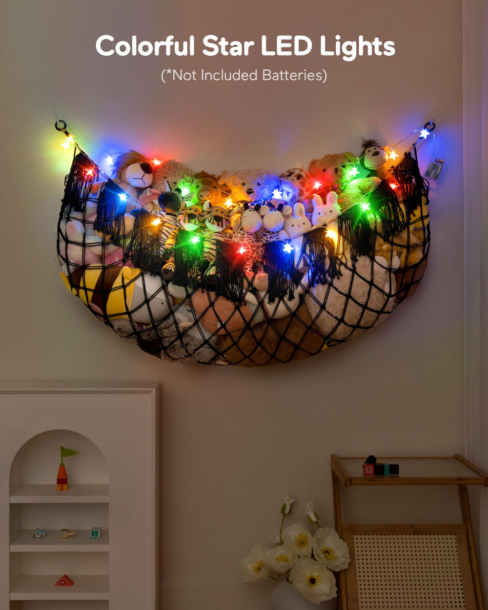 MORCCO plush net provides big storage capacity for bedrooms and playrooms.