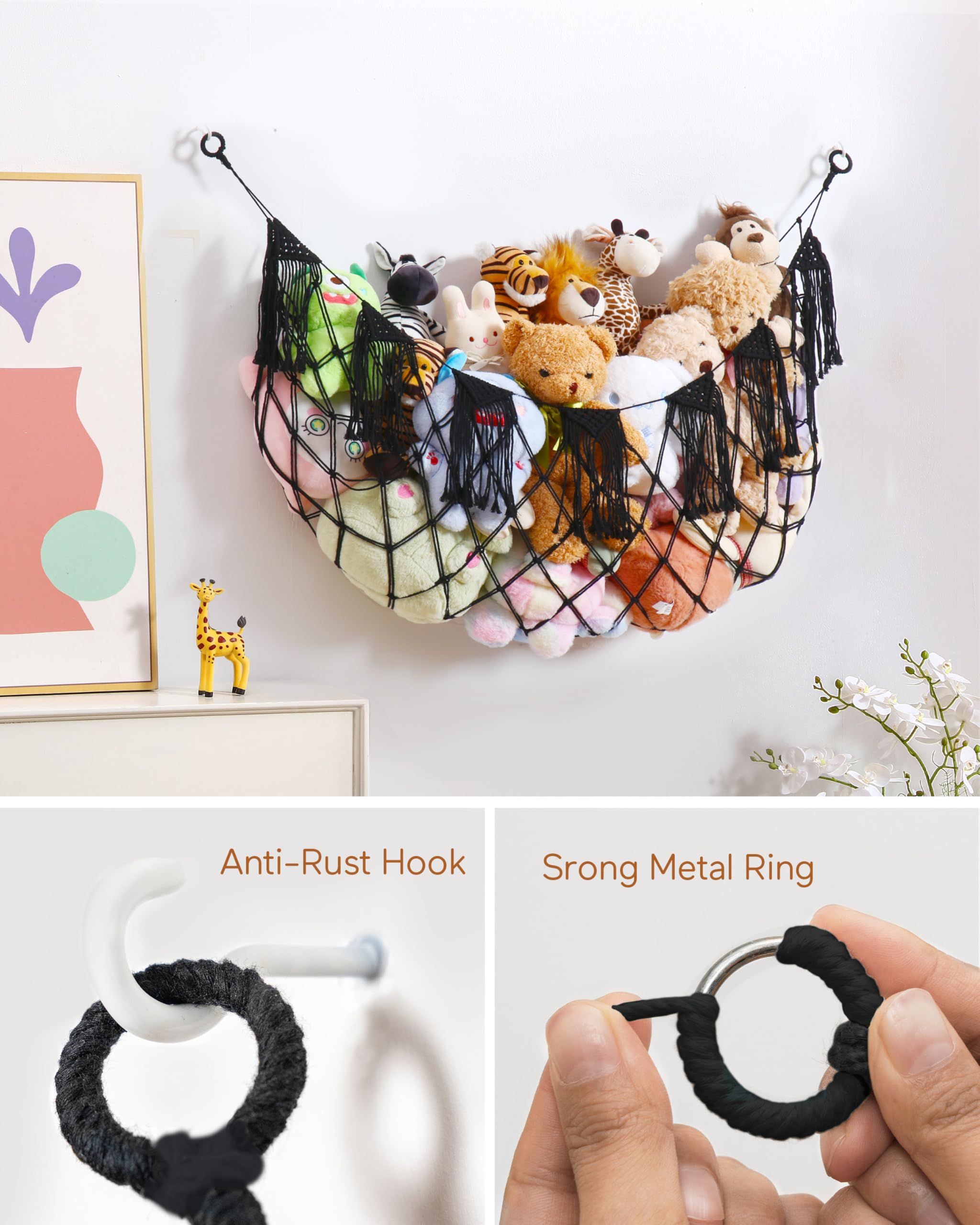MORCCO plushie net hammock with lights showing cozy bedroom decor