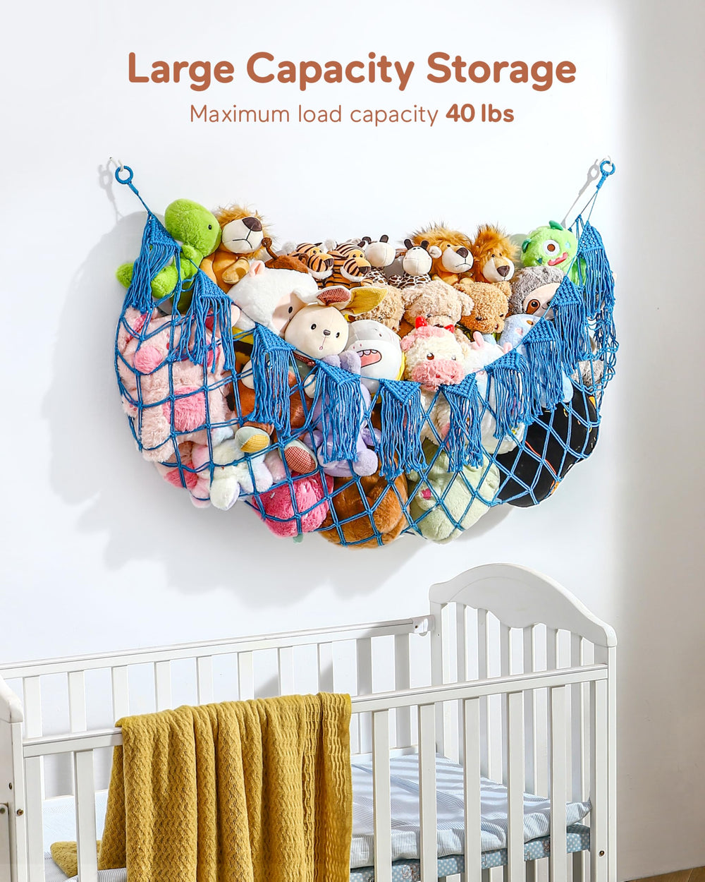 MORCCO big storage hammock spans 60x18 inches for toy overflow.