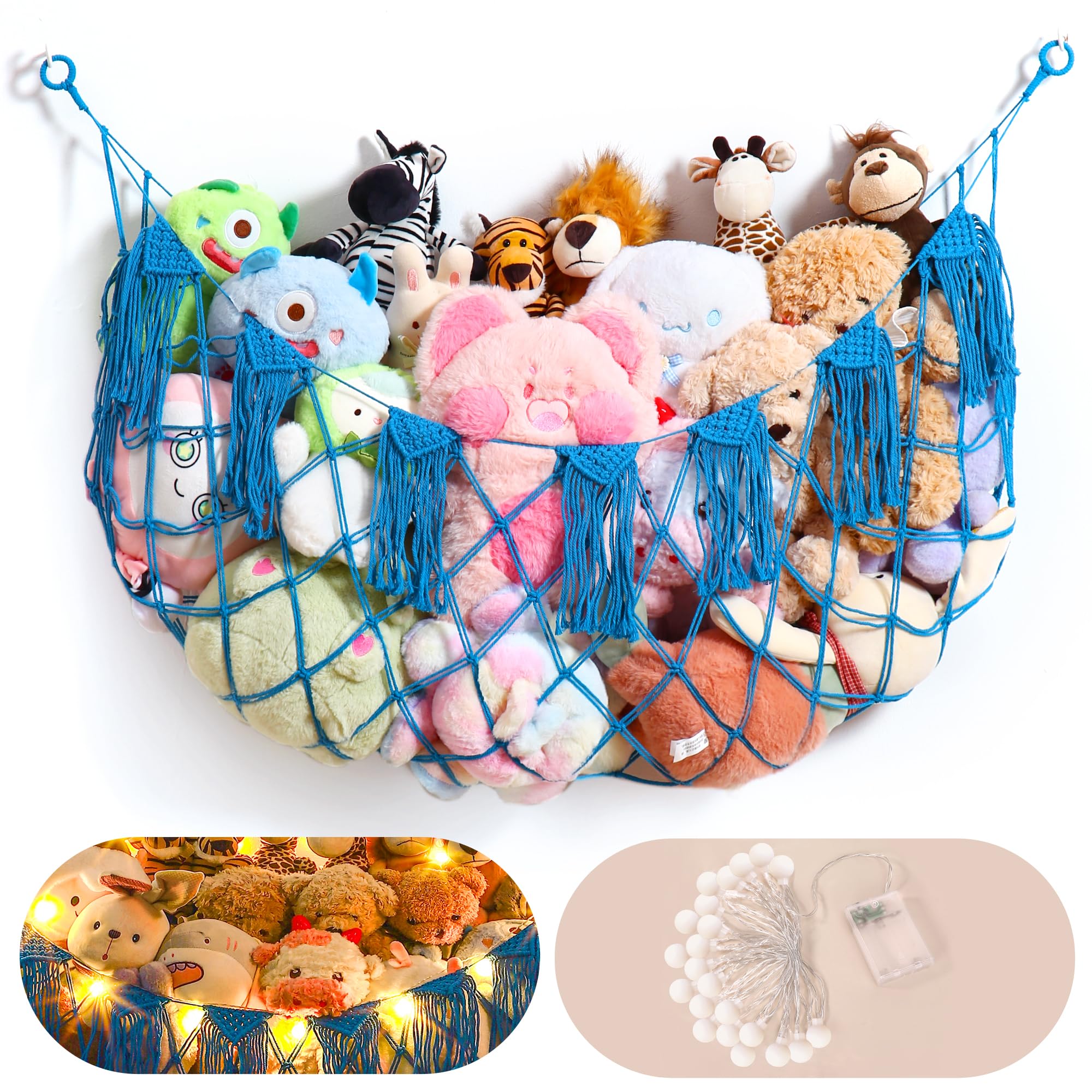 MORCCO stuffed animal hammock wall-mount saves space and keeps toys accessible.
