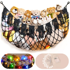 MORCCO stuffed animal hammock wall-mounted, ideal for space-saving toy organization.