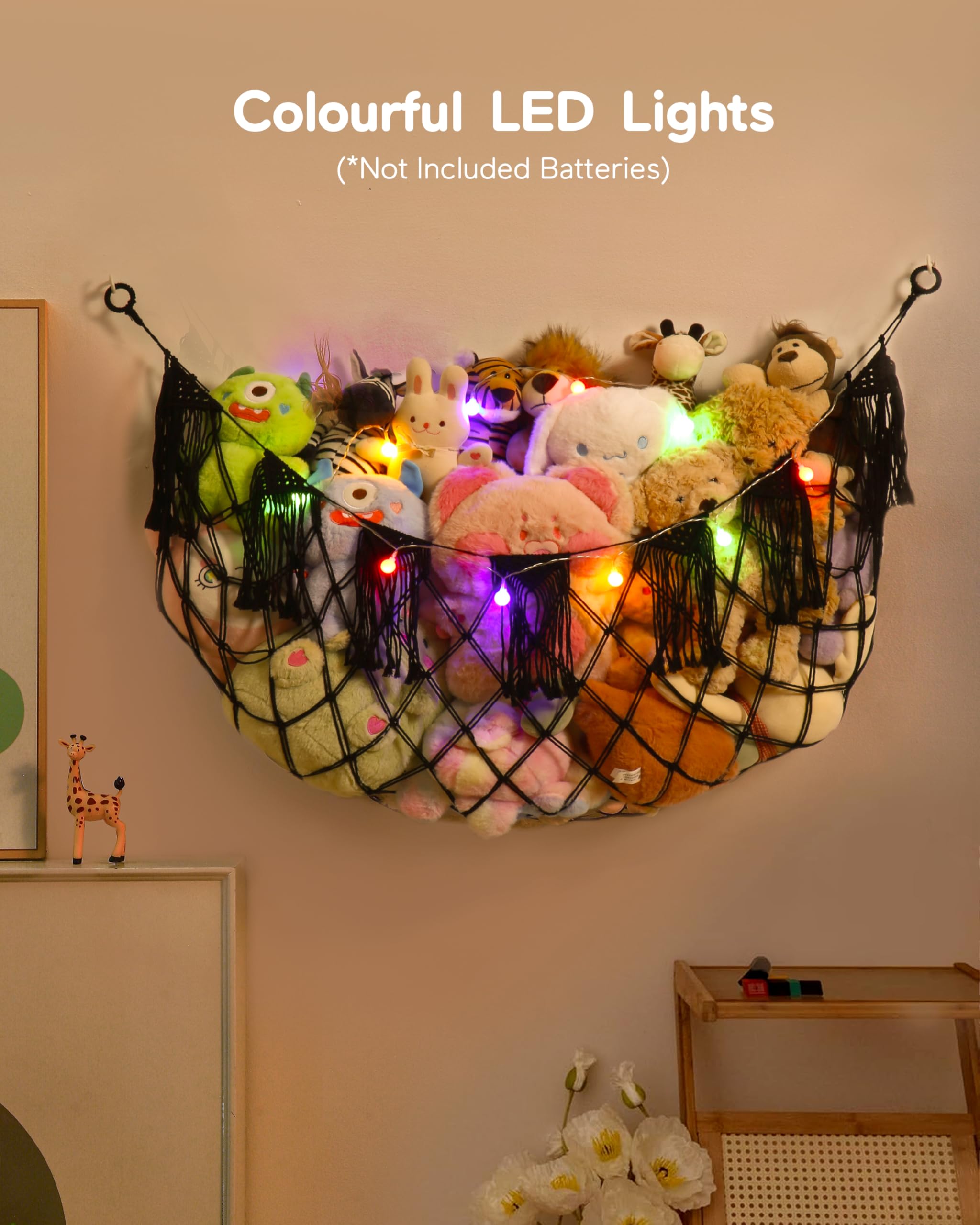 MORCCO versatile storage hammock in nursery with toys, clothes, and pillows neatly stored