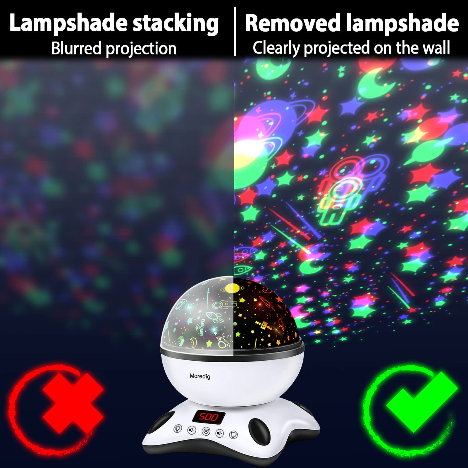 Moredig gift-ready night light projector ideal for babies and kids